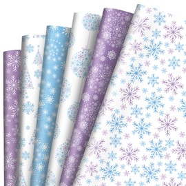 AnyDesign 12 Sheet Christmas Winter Wrapping Paper Blue Purple Snowflake Gift Wrap Paper for DIY Crafts Gift Packing, 19.7 x 27.6 Inch, Folded Flat