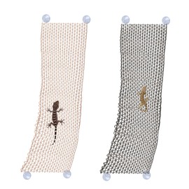 MiDube 2 Sets Bearded Dragon Hammock, Reptile Lounger Climbing Toy Decor Habitat Tank Accessories for Lizard, Chameleon, Gecko, Snake Amphibian Reptile, (8.5 x 36 Inch, Apricot and Black)