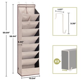 STORAGEIDEAS 2 Pack Shoe Organizer with 6 Extra Large Pockets and 4 Large Pocket, Over the Door Sturdy Closet Storage Rack, Hanging Shoe Organizer for Shoes, Sneakers, Beige