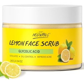 POP MODERN.C Exfoliante Facial De Limón Con Ácido Glicólico. Microdermoabrasión. Exfoliante Aha Para Mujeres Y Hombres. Seguro, Vegano. Mejora El Acné Y Los Puntos Negros. Suave, Calmante Y Sin