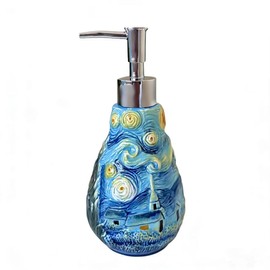 FORLONG Ceramic Soap Dispenser, 3D Hand-Painted Starry Sky Lotion Dispenser, Bathroom Accessories