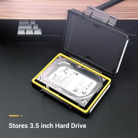 Hard Drive Case 3.5 inch External Hard Drive Portable Carrying Case, Water-Resistant and Shockproof HDD SSD Storage Case Bag with Stackable Design