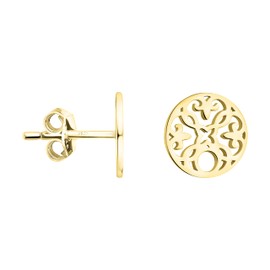 SOFIA MILANI - Women's Earrings 925 Silver - Circle Ornaments Stud Earrings, Yellow Gold, No Gemstone