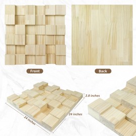 BXI Wood Sound Diffuser - 24 X 24 X 2.8 Inches Thick Acoustic Diffusion Panels Add Listening Room Musical Liveliness, Quadratic Residue Diffusor for Wall and Ceiling Acoustical Treatment (3D)
