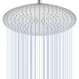 KINLIV 16 inch Ceiling Round Rain Shower Head Brushed Nickel - All Metal Stainless Steel 304, Full Body Round Rainfall Shower with 230 Silicone Nozzles