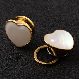 Vankula Ear Tunnel 1 Pair Flesh Plugs Heart Shell Stainless Steel for Men Women Ear Piercing Stretched Jewellery 8 mm to 16 mm, Metal