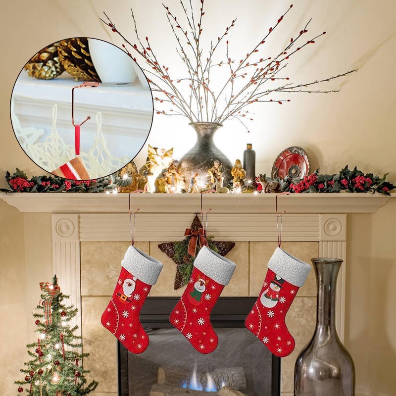 4PCS Christmas Stocking Holders Hangers Hooks for Fireplace Mantel Hooks