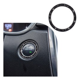 Dickno Bling Crystal Double Rhinestone Car Engine Start Stop Decoration Ring, Push Start Button Bling Ignition Ring Sticker, Sparkling Car Interior Accessories for Women (Black, 1 PC)
