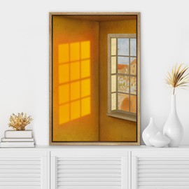 SIGNWIN Framed Canvas Print Wall Art Preppy Room Decor Golden Hour Vibrant Window Silhouette Landscape Window View Decorative Scenic Colorful for Living Room, Bedroom, Office - 24"x36" Natural