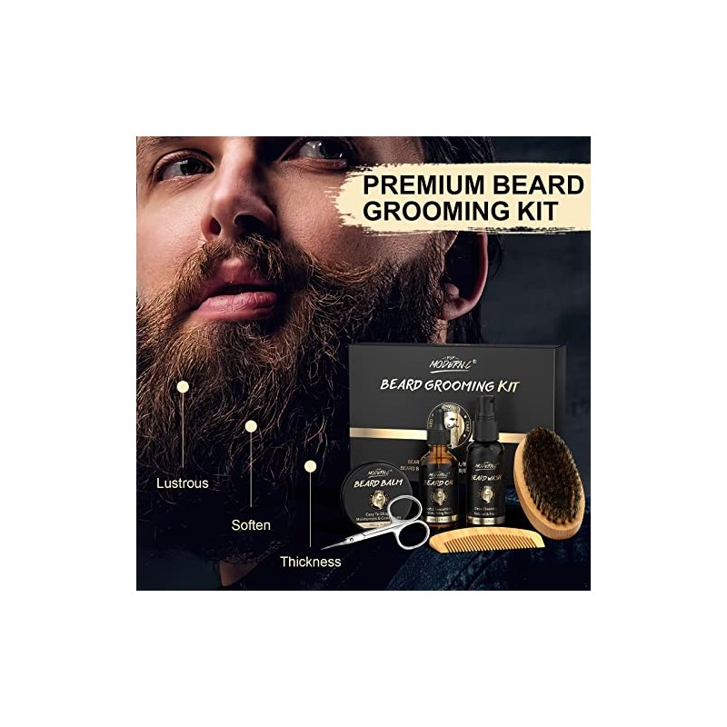 POP MODERN.C Beard Growth Kit Beard Grooming Kit 6pcs Beard