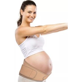 Wuju Fitness Maternity Support Belt Pregnancy Back Breathable Abdominal Binder Medium Beige