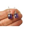 Art Gecko Amethyst 925 Sterling Silver Rectangular Purple Gemstone Drop