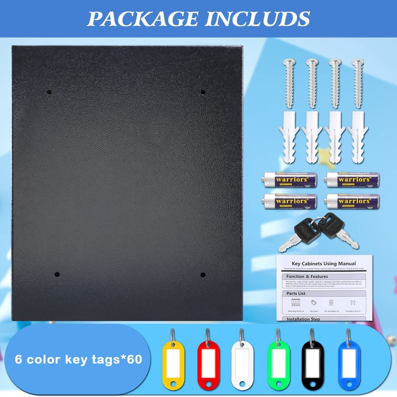 KYODOLED Electronic 60-Key Cabinet Wall-Mounted Digital Key Safe, Key Lock
