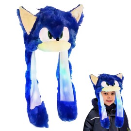 Mecctuck Hat with LED Light, Hat with Movable Ears, LED Hat, Funny Hats, Hat with Ears, Hat with Wiggle Ears, Party Hat Plush, Funny Hats for Winter, Christmas, Party, Birthdays (A)