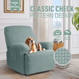 TAOCOCO Recliner Cover 4-Pieces, Recliner Stretch Sofa Slipcover, Recliner Cover 1 Seat, Couch Protector Soft, Furniture Protector Covers with Elastic,Chair Covers Jacquard Pattern (Sage Green)