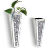 Crystal Wall Vase Hanging Flower-vase - Silver Crushed Diamond Mirrored