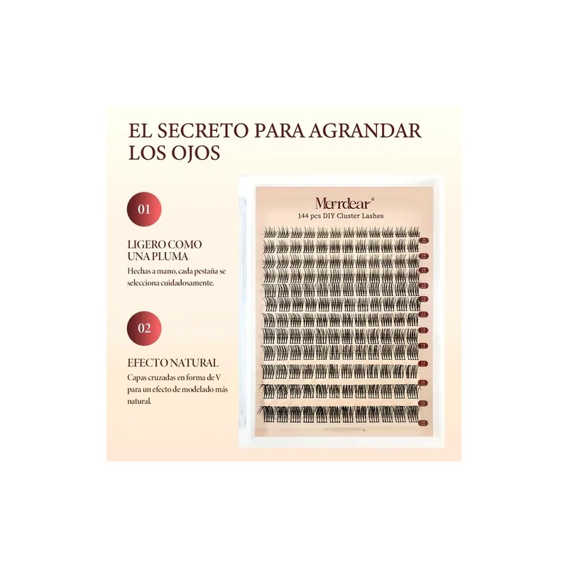 Pestañas Extensions Kit 144 Piezas H02 Curvatura D 8-18 Mm
