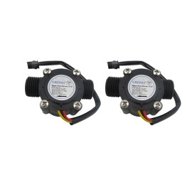 GREDIA 1/2" Water Flow Sensor Food-Grade Switch Hall Effect Flowmeter Fluid Meter Counter 1-30L/min (Pack of 2）