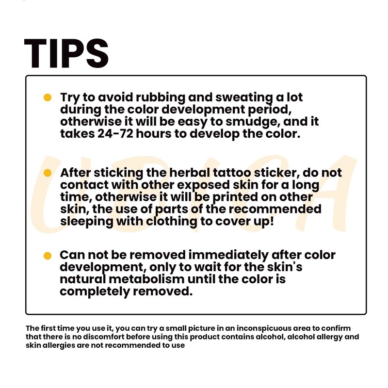 UBICA Large Semi Permanent Tattoo 2 Sheets | Lasts 2