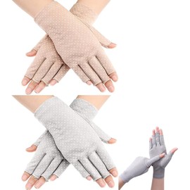 2 Guantes Protección UV Mujer, Mitones Deportes,Tamaño 19.3x8.5cm