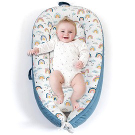 BELIVIUM Baby Lounger Pillow for Newborn, Detachable 0-18 Months Infant Nest, Co Sleeper in Bed, Portable Baby Floor Bed Bassinet, Tummy Time Pillow Sleeping Travel Essentials Must Haves Newborn Gifts