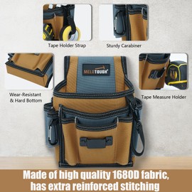 MELOTOUGH Electrician Tool Pouch with Belt Clip, 2 Inch Heavy Duty Work Belt Set for Men, Utility 13 Pockets Tool Pouch for Contractors & Roofing, Adjustable Carpenter Organizer Set (Brown)