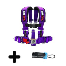50 Caliber Racing Purple 2" 5 Point Harness w/bypass for Can-Am & Polaris RZR for Cars, Trucks, UTV and Off Road Vehicles [6008P3 CB 5999C]