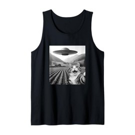 Cat Selfie with Alien UFO Funny Cat Gifts for Men Women Kid Tank Top