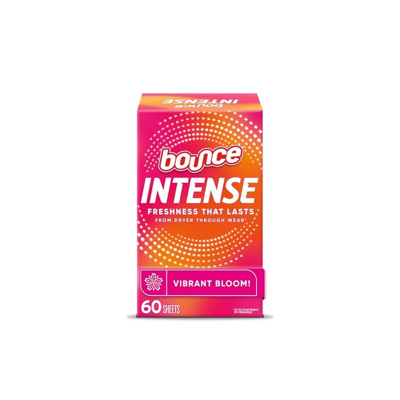 Bounce Intense Dryer Sheets, Vibrant Bloom, 60 Count, Scent Boosting