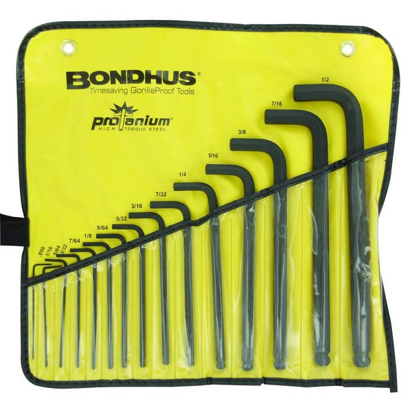 BONDHUS Hex Ball Point L-Wrench Full Line L-Wrench Inch Set,