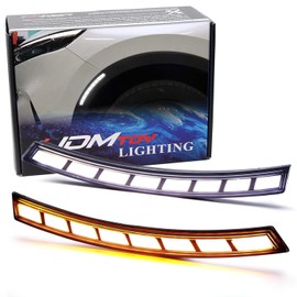 iJDMTOY Dark Smoked Lens White/Amber Sequential Blink Full LED Strip Front Bumper Reflex Replace Side Marker Light Kit Compatible With 2023-up Honda CR-V, Replace OEM Amber Bulb-Less Reflectors