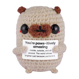 Kvekstio Crochet Pug Gift, Positive Crochet Animals for Pug Lovers, Knitted Puppy Dog Cheer Up Gifts, Encouragement Emotional Support Pugs Doll Gift for Decoration Party, Easter Basket Stuffers