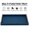 XIGEXIGE Navy Blue Decorative Serving Tray, Shagreen Leather Coffee Table