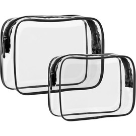 Toiletry Bag - 2 Pack Clear Travel Bags for Toiletries, Clear Makeup Bags Clear Toiletry Bags Quart Size Travel Bag (Black, One Size)