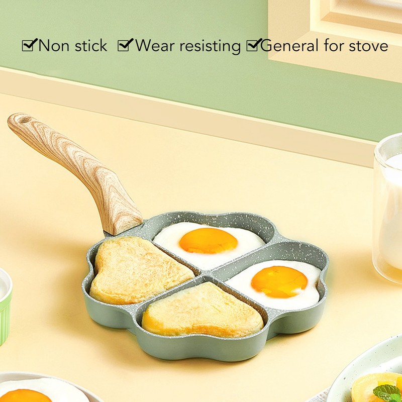 Egg Frying Pan Nonstick Heart Shaped 4 Cup Uniform Heating