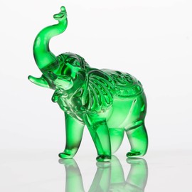 Arikyrist Crystal Elephant Figurine Home Decor, Glass Elephant Statue Gifts for Women Men, Crystal Animals Collectible Figurines Tabletop Decoration Elephant Sculpture with Trunk Up Ornaments (Green)