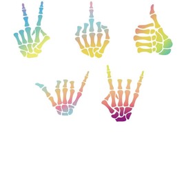 WADORN 5 Styles Rock Auf Skeletthand Vinyl Aufkleber, Aufkleber Vinyl Aufkleber 'Rock N Roll Gesture' Selbstklebend Wasserdicht Autoschilder Für Fenster Autos LKWs Skateboards Wände Tassen Laptops