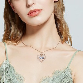 Oskani Women Heart Pendant Necklace 925 Sterling Silver Necklace for Women with Rose Gold Plated April 2 Birthstone 5A Cubic Zircon Necklace Jewelry Valentines Day Birthday Gifts for Her