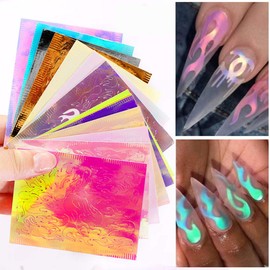 Sefod Nail Stickers, Manicure, Nail Art, 16 Pieces, Flame Reflection, DIY Decoration, Nail Wrap, Nail Stickers, Gift for Women, Cute, Popular, Stylish