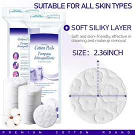 Almohadillas de algodón prémium para cara, 300 unidades redondas desmaquillantes, 100% algodón orgánico puro y natural, almohadillas faciales sin pelu