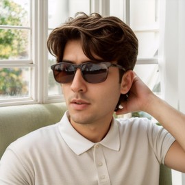 NIBOSI Polarised Sunglasses for Men and Women, Classic Elegant Vintage Rectangle Frame, HD Pilot Lenses, Fashionable Sunglasses for Driving, Golf, Fishing, Travel, Outdoor, B03-black+black