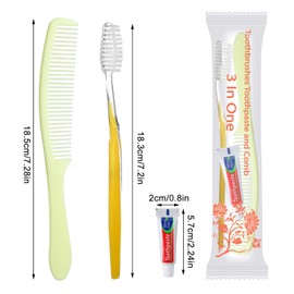 meekoo 200 Set Disposable Toothbrushes with Toothpaste and Comb Individually Wrapped Bulk Disposable Travel Toothbrush Kit Homeless Hygiene Kit Bulk for Travel Hotel Home Charity(Gold, Classic)