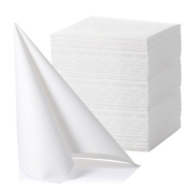 LEKOCH 100 Pcs Premium Large Disposable White Paper Napkins Airlaid Dinner Napkins Linen Feel White Wedding Napkins 16" x 16"