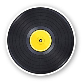 Squiddy Retro Vinyl Record Cute Cartoon - Vinyl Sticker Decal for Phone, Laptop, Water Bottle (3" Wide)