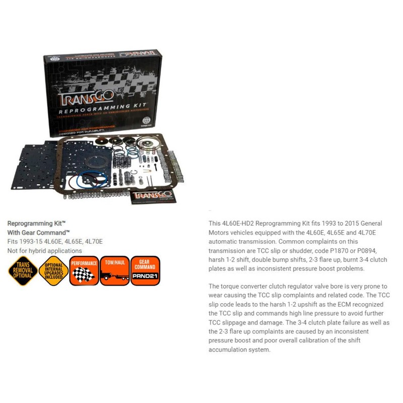 Reprogramming Kit Transgo, caja azul 4L60E 1993-2011