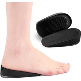 Heel Lift for Achilles Tendonitis, Heel Pain and Leg Length Discrepancy, Shoe Inserts for Men and Women, Pack of 2 (Black, 2.5cm)
