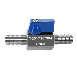 Beduan 3/4” Hose ID Barb Ball Valve 304 Stainless Steel Mini Shut Off Valve for Water Gas Fuel Drip Irrigation and Aquariums