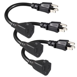 [3 Pack] Short Power Extension Cord 6inch - Black 3 Prong Mini Indoor Grounded Extension Cord,16AWG Small Electrical AC Extension Cord for Outlet Saver,Rated for 13AMP Home Appliance Extender Lead
