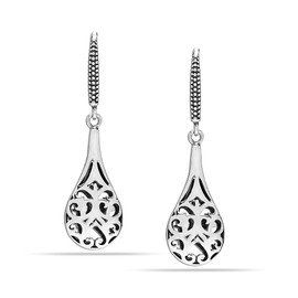 LeCalla Women's 925 Sterling Silver Bali Inspired Filigree Raindrop Hook Drop Dangle Earrings for Women - 42MM