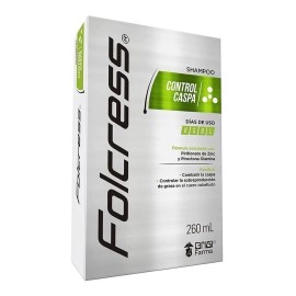 Folcress Shampoo Control Caspa para Hombre - Anticaspa, Ozonizado, Fórmula Avanzada con Piritionato de Zinc - Cuidado Cabello Graso - 260 ml